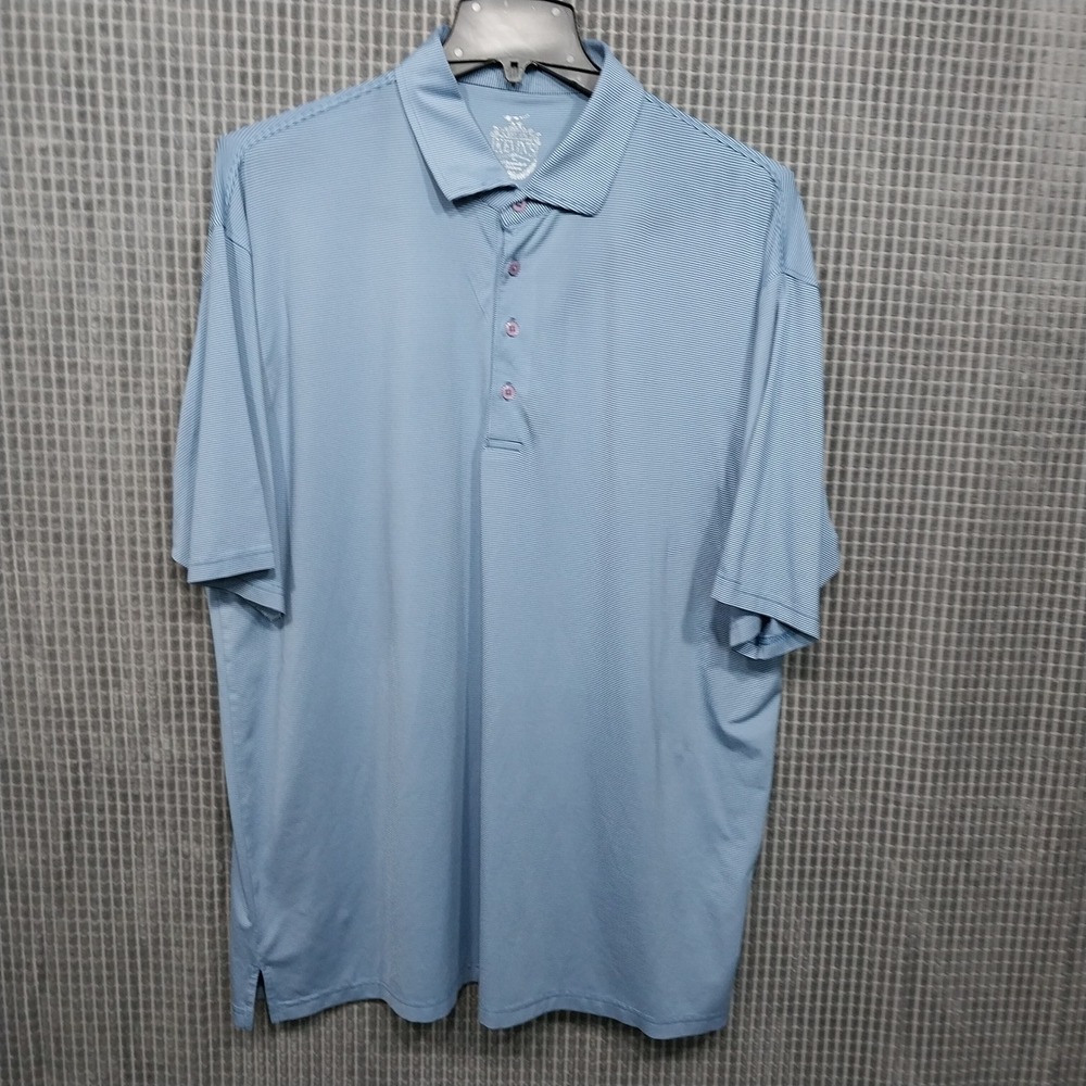 Kevin's Mens Polo Shirt Striped Performance Stretch XL Blue